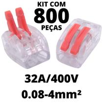 800un Conector Elétrico Emenda Derivação Para Iluminação 2 vias 4mm² 32A/400V Laranja