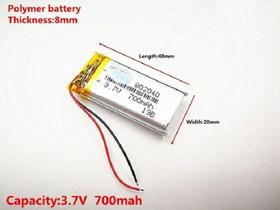 802040 3,7v C/ 2 Fios 8mm X 20mm X 40mm 700mah -