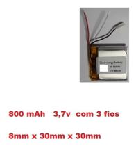 803030 3 Fios 800mah 3,7v 8mm X 30mm X 30mm Bateria
