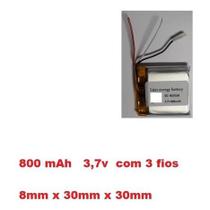 803030 3 Fios 800mah 3,7v 8mm X 30mm X 30mm Bateria