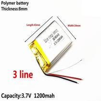 803443 C/ 1200mah 8mmx34mmx43mm 3 Fios 3,7v Grossa -