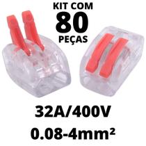 80un Conector Elétrico Emenda Derivação Para Iluminação 2 vias 4mm² 32A/400V Laranja