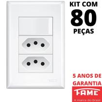 80un Interruptor Paralelo Three Way 16A e Tomada Dupla Padrão 2P+T 20A Com Placa Evidence FAME