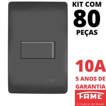 80un Interruptor Simples 10A Com Placa Habitat Black FAME