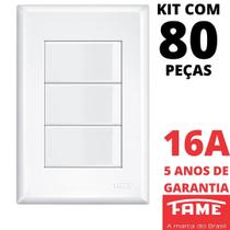 80un Interruptor Simples 3 Teclas 16A Com Placa 4x2 Evidence FAME