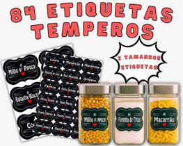 84 Etiquetas em Adesivo Vinil Lavável Para Potes Temperos Condimentos Organize sua Cozinha