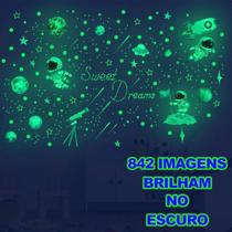 842 Img Adesivos Brilham no Escuro Fosforescente Astronautas, Planetas 2 - Decoração Quarto Infantil