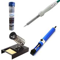 861 Kit Soldagem Hikari Ferro Solda , Estanho, Suporte e Sugador 861 Kit Soldagem Hikari Ferro Solda , Estanho, Suporte e Sugador