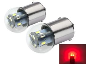 89 67 303 Substituição de LED em miniatura 12/28V BA15S, pacote com 2 unidades vermelhas