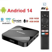 8K 4K Android 14 TV Box Bluetooth 5.2 4GB 64GB AV1 Quad Core Dual WIFI Voice Remote Media Player - kebidumei