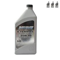 8M0090502 Óleo Motores de Popa 4T Quicksilver 25W40 1 Litro Kit C/3