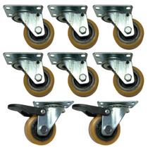 (8pçs) Rodizio Girat. Alumínio Pu 2pol. (2 C/ Freio + 6 Sem)