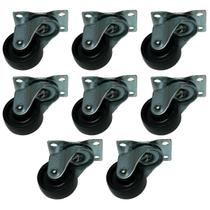 (8pçs) Rodizio Giratorio Roda 32mm Pp Preto Placa 4 Furos (8pçs) Rodizio Giratorio Roda 32mm Pp Preto Placa 4 Furos
