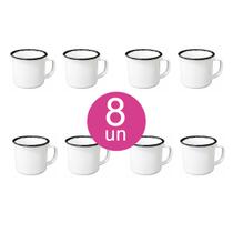 8un Canecas Esmaltada tradicional 150ml Café Chá branca
