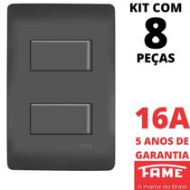 8un Interruptor Paralelo Three Way 2 Teclas 10A Com Placa 4x2 Habitat Black FAME