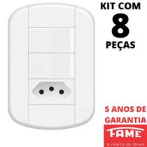 8un Interruptor Simples 2 Teclas 16A e Tomada Padrão 2P+T 20A Com Placa Blanc Mais FAME