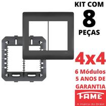 8un Placa 4X4 06 Módulos Com Suporte Habitat Black FAME