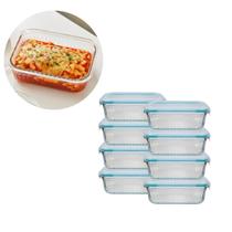 8Un Pote Canelado Hermético 640ML Vidro Trasparente/Resistente