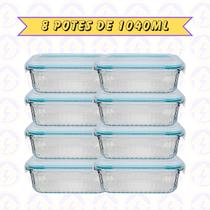 8un Pote de Vidro Canelado Hermético 1040ml Marmita Forno Detalhes 8un Pote de Vidro Canelado Hermético 1040ml Marmita Forno Detalhes