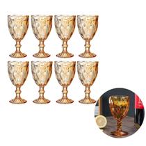 8Un Taça Ambar Metalizada 330ML Diamond Bico de Jaca Buffet