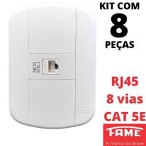 8un Tomada Rede RJ45 CAT 5E 8V Com Placa Blanc Mais FAME