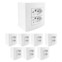 8Und Caixa De Sobrepor 10A/250V 75mm 2 Tomadas 2P+T Branco