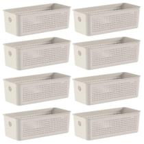 8X Cesto Caixa 3L Organizador Ou Flow Bege 9Cm X 12Cm X 27Cm