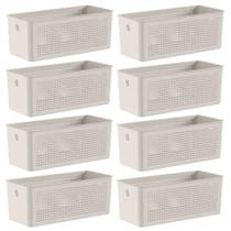 8X Cestos 6,6L Organizador Ou Flow Bege 13Cm X 15Cm X 34Cm