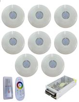 8x hiper led 16w abs rgb iluminacao piscina controle e fonte