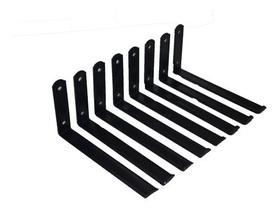 8x Mão Francesa Invertida Preto Mod.1 P/prateleira De 15cm