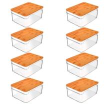 8X Organizadores 3L Tampa De Bambu Cor Natural Clear - Ou