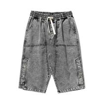 8XL Masculino Verão Denim Shorts Casual Algodão Lavado Cordão Reto Capris Bezerro-comprimento Jeans