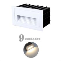 9 Balizador De Parede Para Embutir Escada Led 3000K Externo Branco Zan42