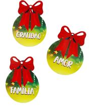 9 bolinhas de laço para natal decorativas em MDF com palavras