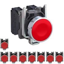 9 Botão Comando Metálico 1 Na 1 Nf 22mm Xb4ba45 Schneider Vermelho