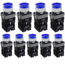 9 Botões De Impulsão Azul Iluminado 1na+1nf 24v Metaltex 9 Botões De Impulsão Azul Iluminado 1na+1nf 24v Metaltex
