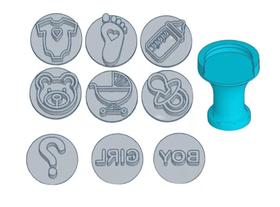 9 Carimbo Brigadeiro Chá Revelação Chá de Bebê - Com Refil Para Troca