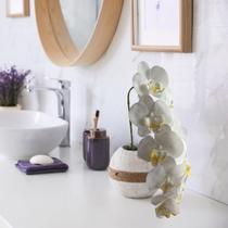 9 Hastes de Orquídea Branca Artificial - Flores com Folhagem Verde para Casamentos e Eventos Luxuosos - DE1324