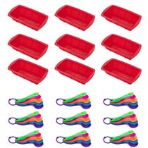 9 kit Forma P/ Pães Sortida Silicone + Colher Medidora 5Pç