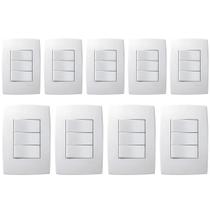 9 Kit Interruptor C/ Placa 3m Simples Branco 250v Pialplus