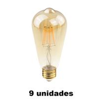 9 Lampada Filamento Led E27 St64 Vidro Ambar 4w Edson Ali48 9 Lampada Filamento Led E27 St64 Vidro Ambar 4w Edson Ali48