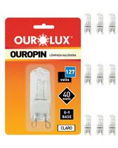 9 Lâmpadas Halógenas G9 40w 127v Clara Ourolux Cor da Luz Branco Quente 2800K 9 Lâmpadas Halógenas G9 40w 127v Clara Ourolux Cor da Luz Branco Quente 2800K