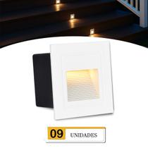 9 Luminaria Balizador De Embutir Parede Branco Led 3000K Zan08