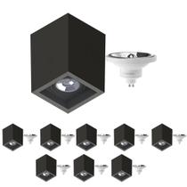 9 Luminária Sobrepor P/ 2 Lâmp Boxit + 9 Lâmpada AR111 12W 4000K