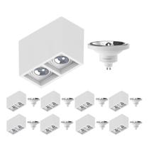 9 Luminária Sobrepor P/ 2 Lâmpada Boxit + 2 Lâmpada AR111 12W 4000K 9 Luminária Sobrepor P/ 2 Lâmpada Boxit + 2 Lâmpada AR111 12W 4000K