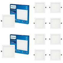 9 Luminárias Led Quadrada Embutir Philips 18w Bivolt 4000k