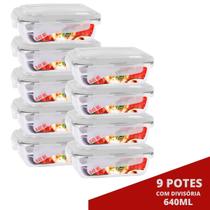 9 Marmita de Vidro 640ML c/ Divisória e Tampa Hermética 9 Marmita de Vidro 640ML c/ Divisória e Tampa Hermética