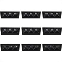 9 Micro Spot Led Triplo Downlight Embutido 3000K Preto Bet58