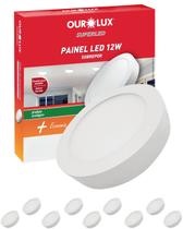 9 Painel LED de embutir 12W Sobrepor Bivolt 6500K Cor da Luz Branco Frio Redondo