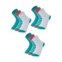 9 Pares De Meias Cano Médio Infantil Kids Bebe Mash De Algodão Cotton